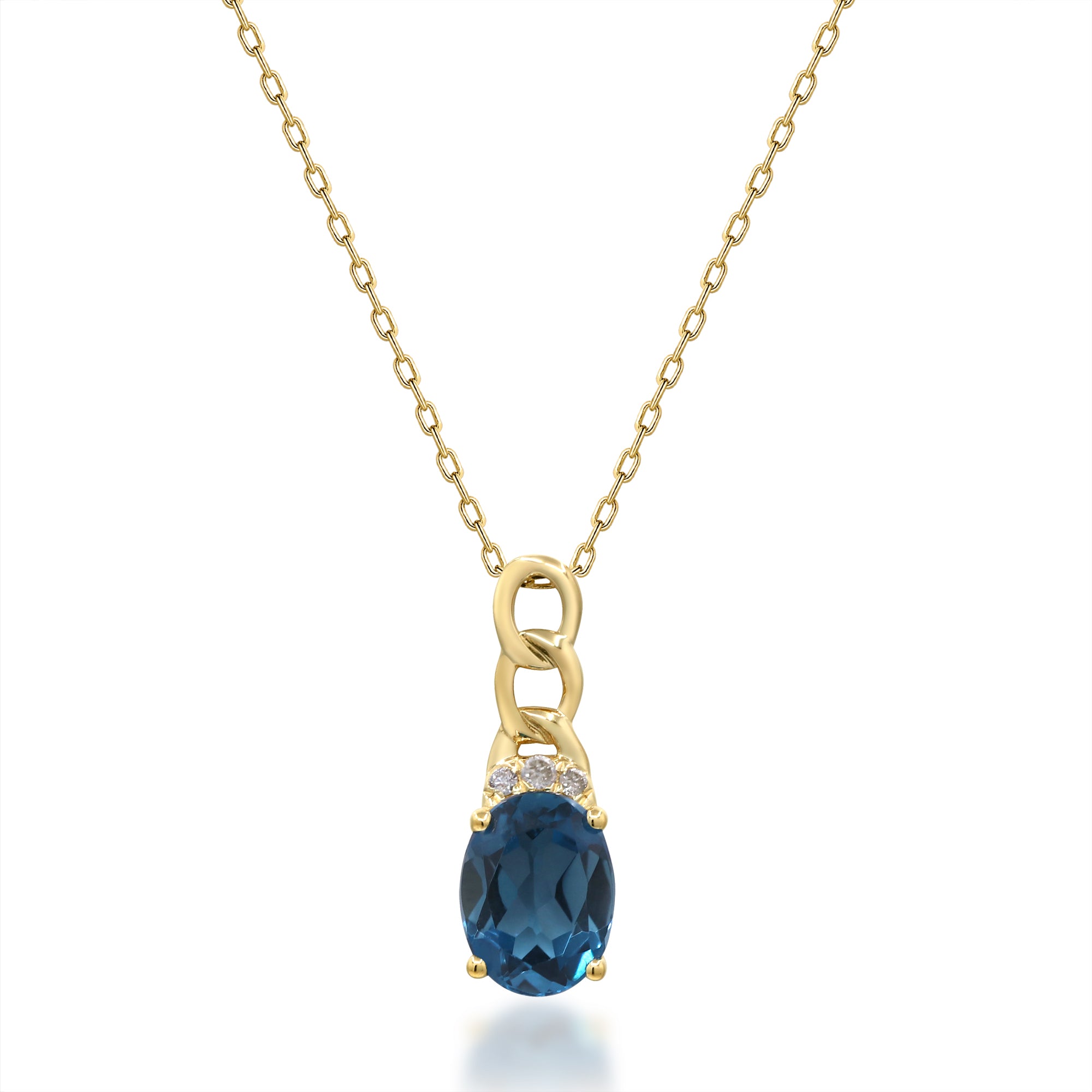 14K Yellow Gold Oval London Blue Topaz Pendant