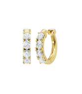 14K Yellow Gold Semi Eternity Huggies Hoop Earrings