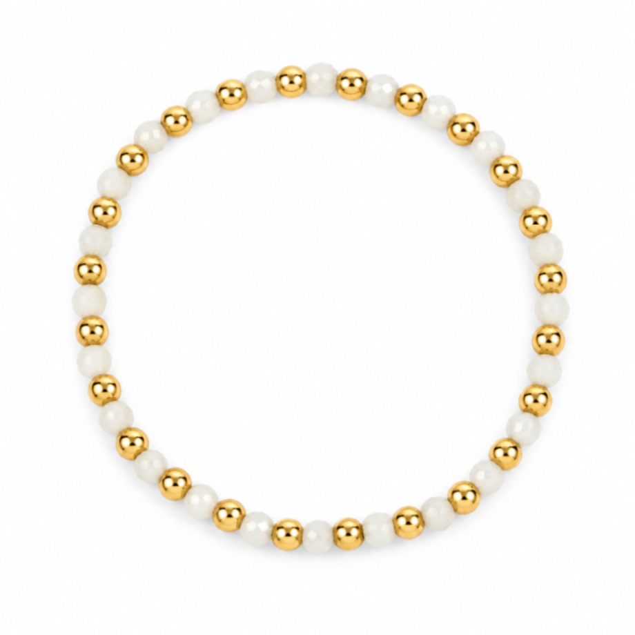 Moonstone & 14kt Gold Filled Harmony Gemstone Bead Bracelet - 4MM