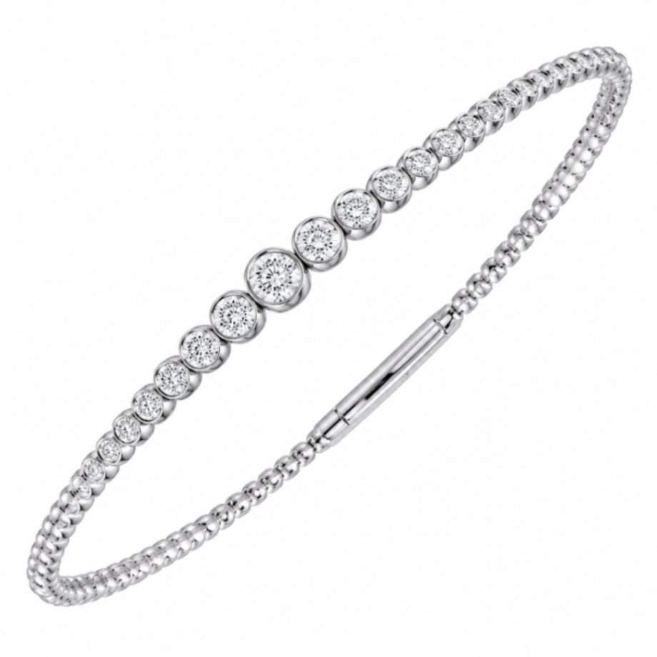 14K Yellow Gold Diamond Flexible Bangle