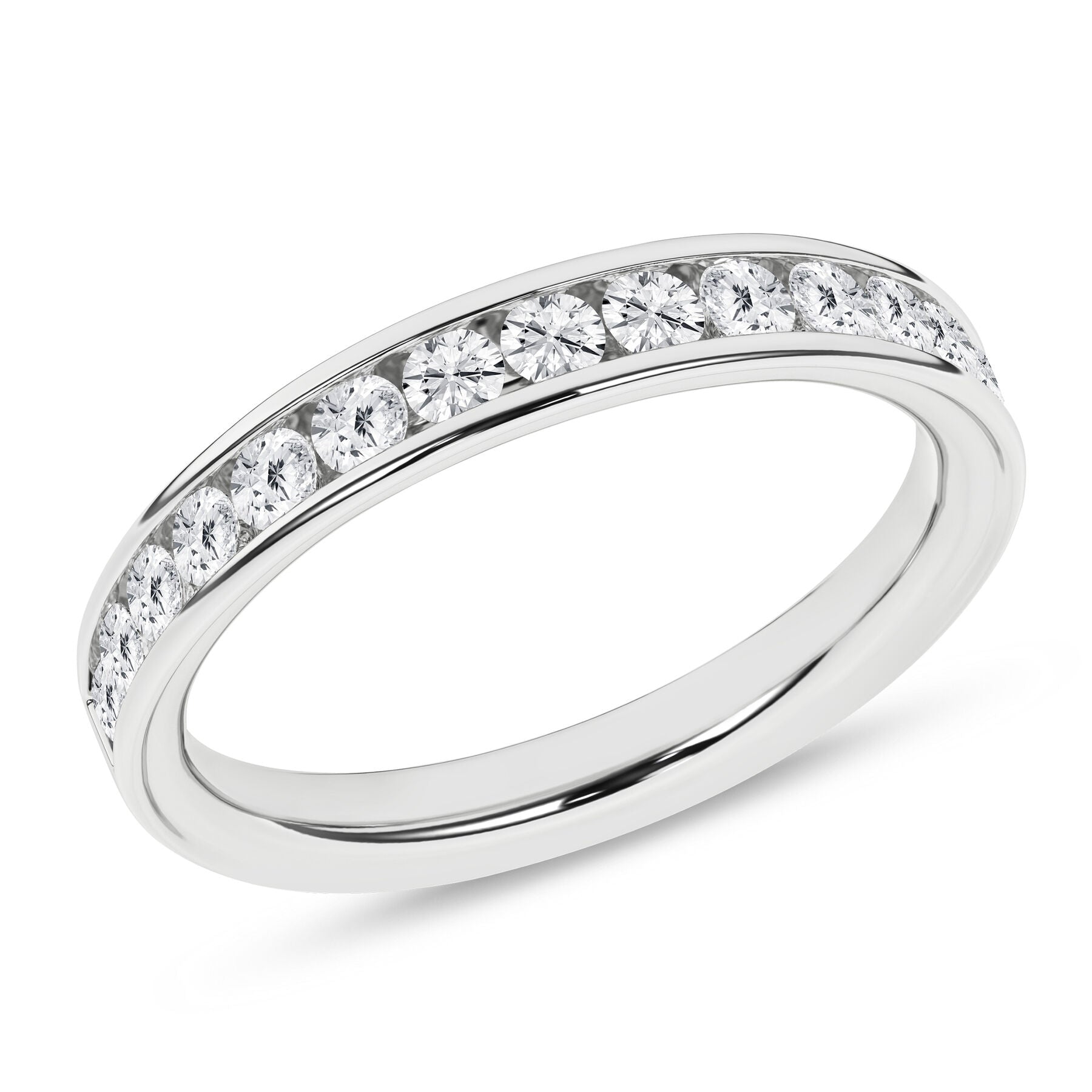 14K White Gold Channel Set Diamond Wedding Band