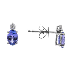 10K White Gold Tanzanite and Diamond Earrings