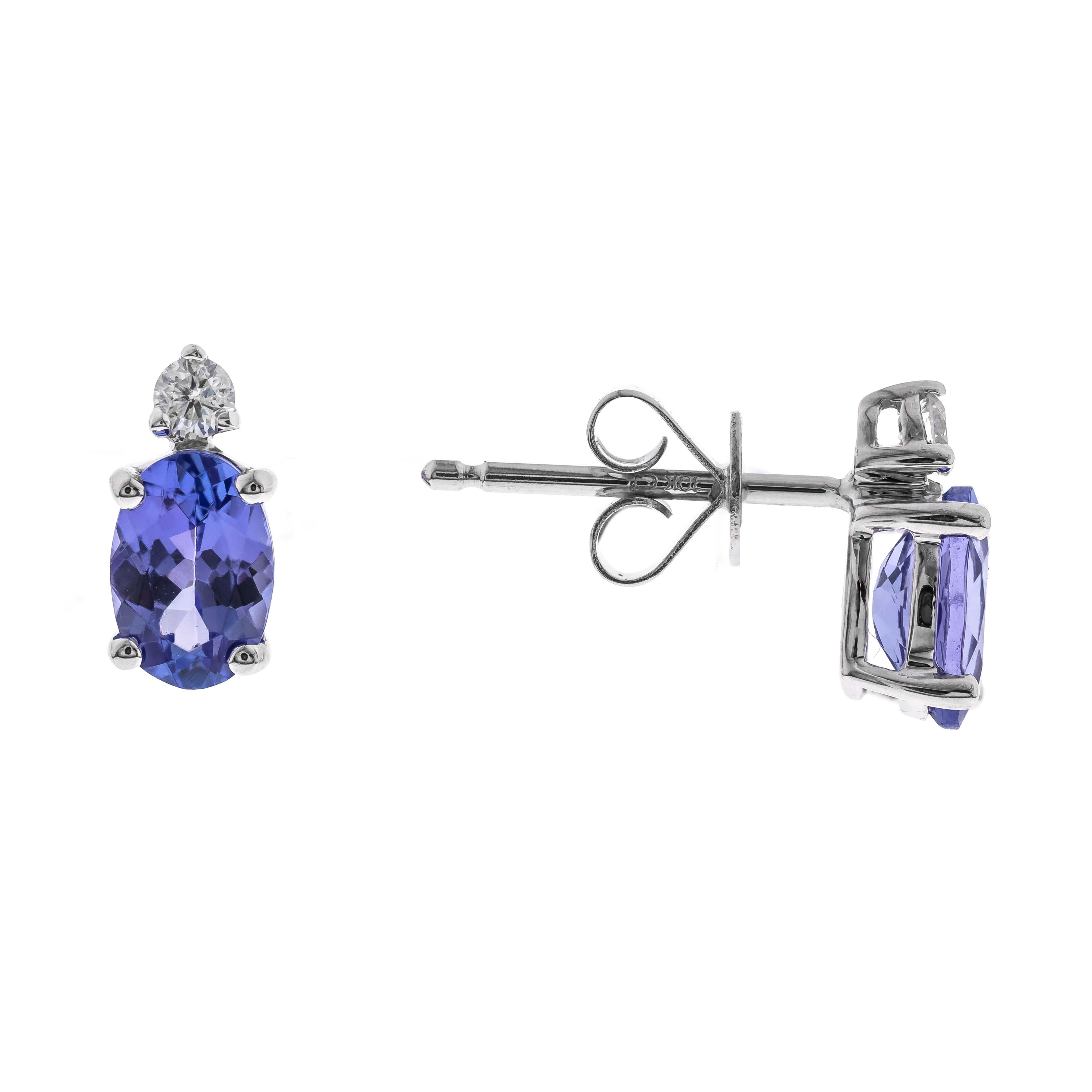 10K White Gold Tanzanite and Diamond Earrings