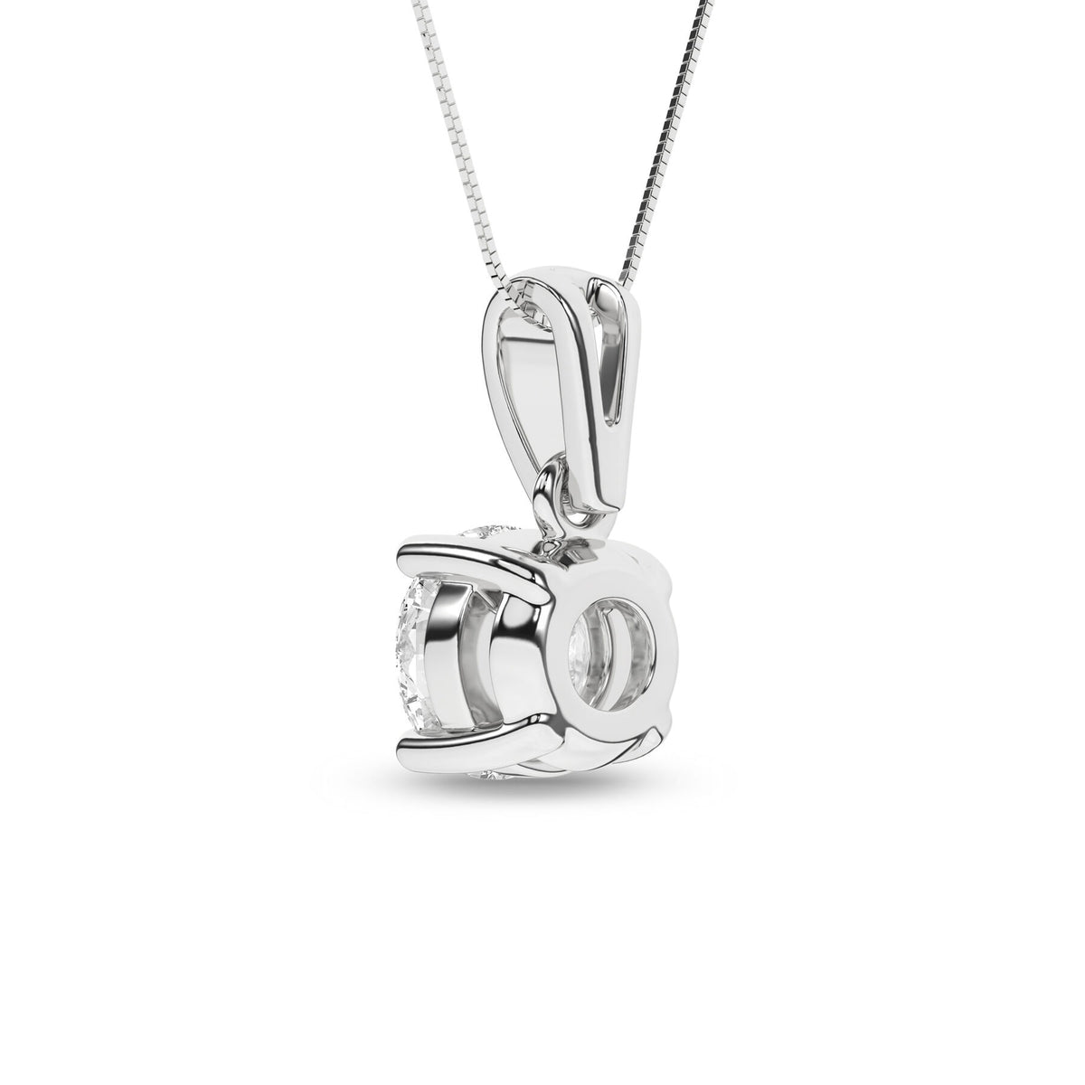 14K White Gold Solitaire Pendant
