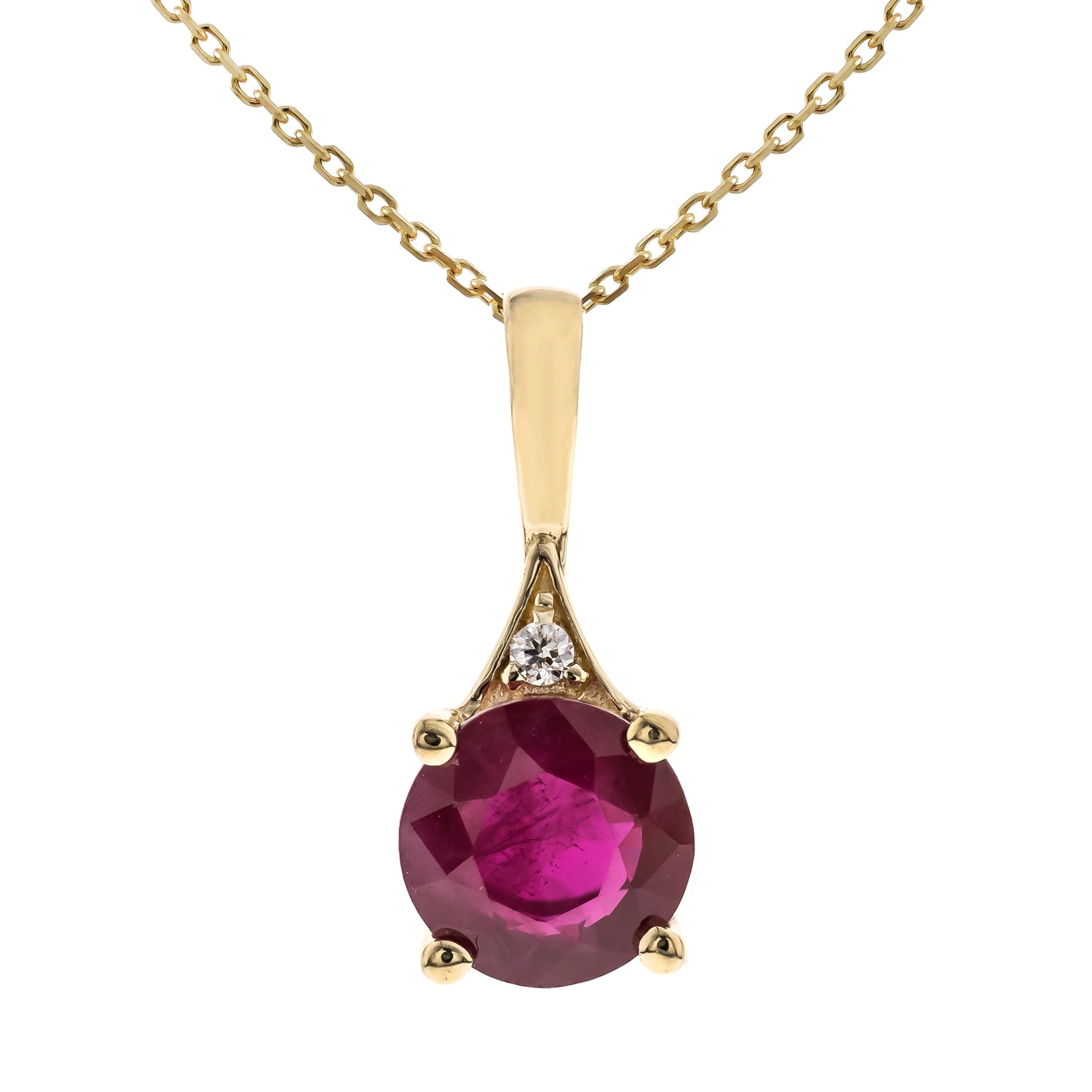 10K Yellow Gold Ruby and Diamond Pendant