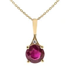 10K Yellow Gold Ruby and Diamond Pendant