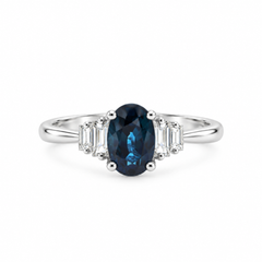10K White Gold Sapphire & Diamond Ring