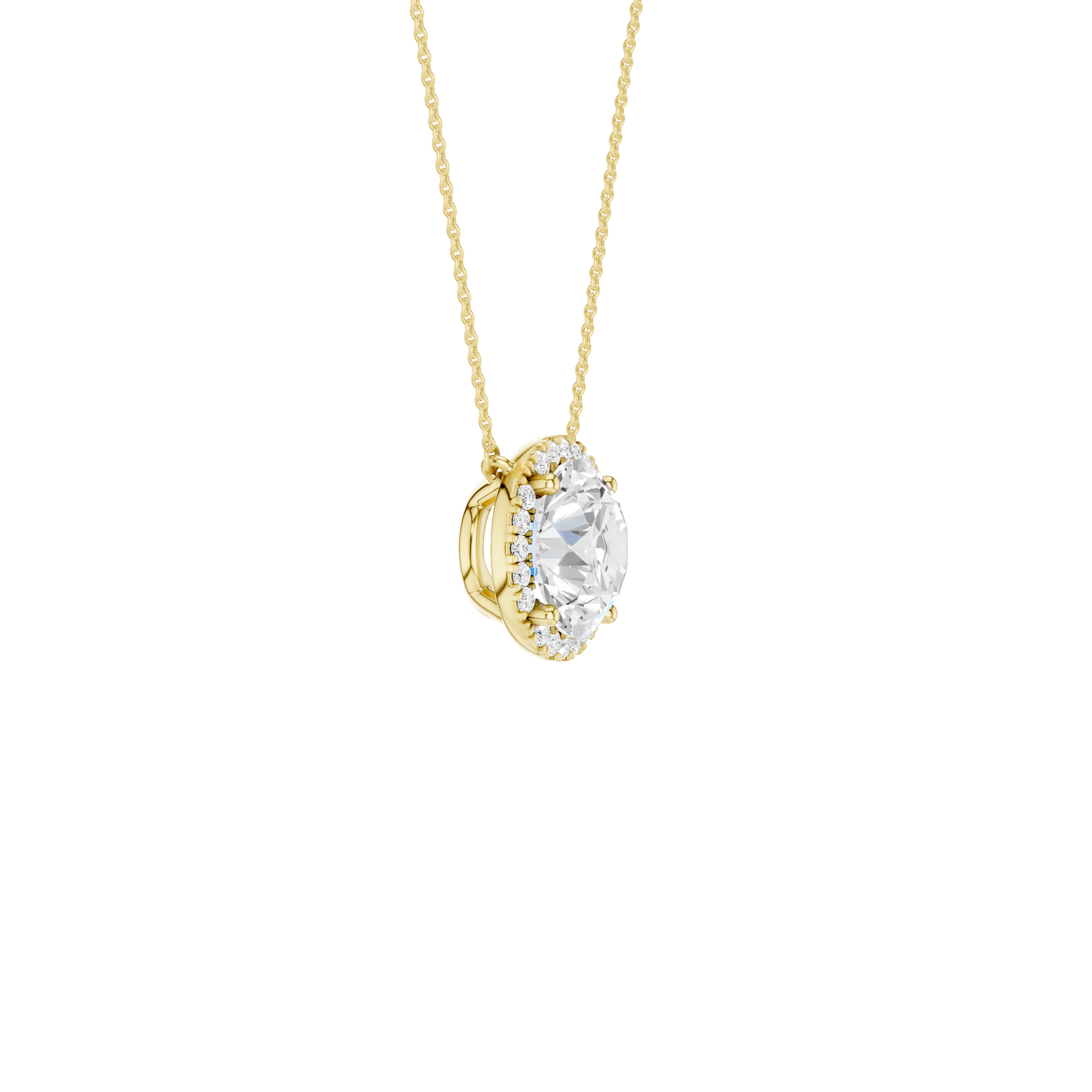 14K Yellow Gold Diamond Pendant With Halo