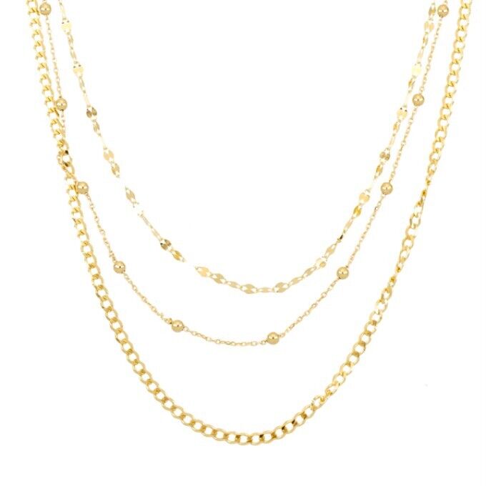 14kyg 3 strand chain necklace