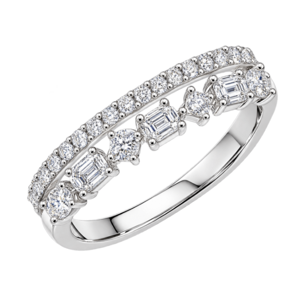 14K White Gold Diamond Double-Band