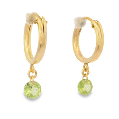GF CHUNKY HOOPS W/ PERIDOT DROP
