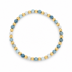 Aquamarine & 14kt Gold Filled Harmony Gemstone Bead Bracelet - 4MM