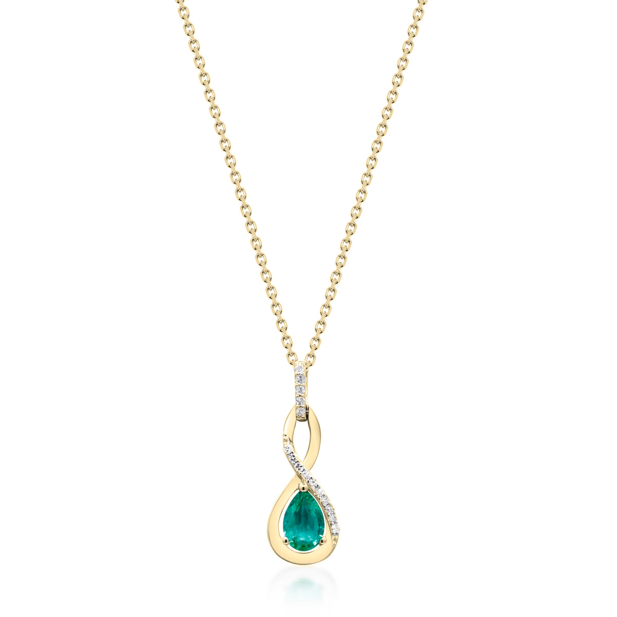 10K Yellow Gold Emerald & Diamond Pendant