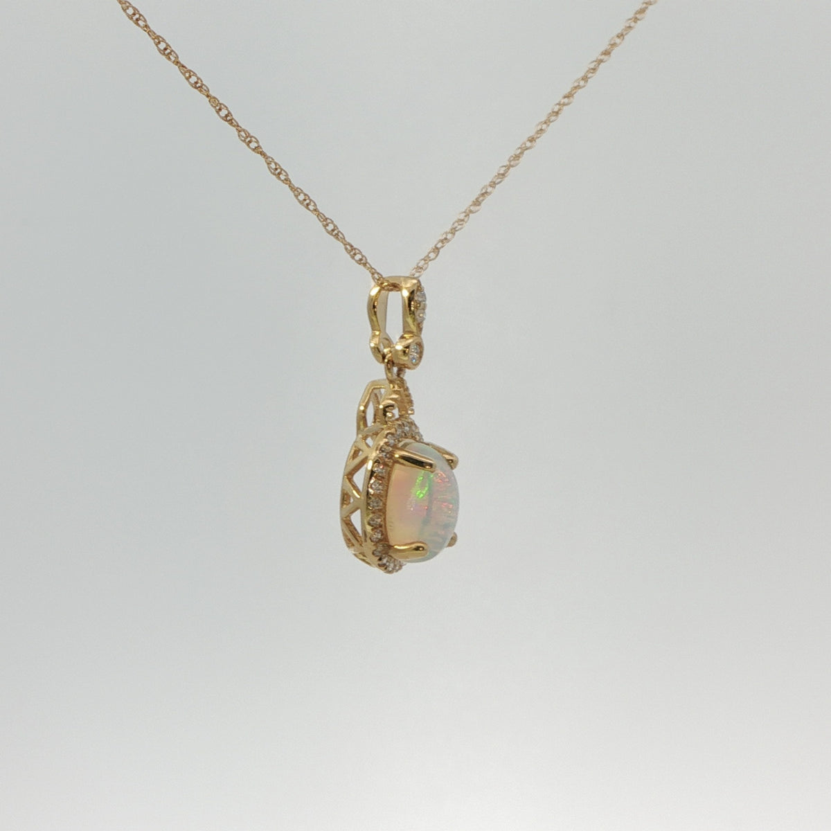 10K Yellow Gold Ethiopian Opal Pendant