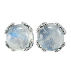 SS 7Mm Round Rainbow Moonstone Studs