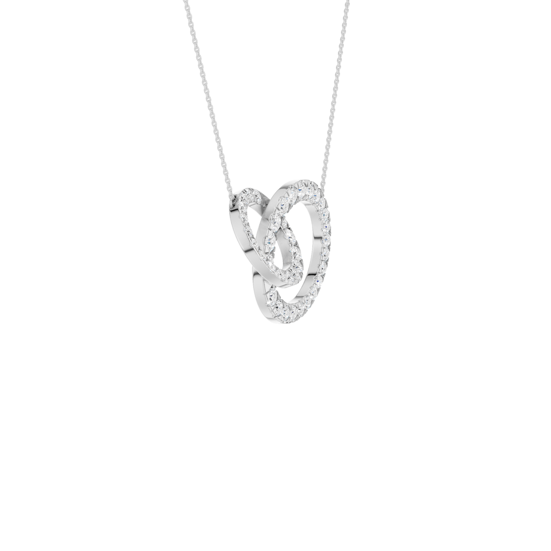 14K White Gold Interlink Circle Pendant