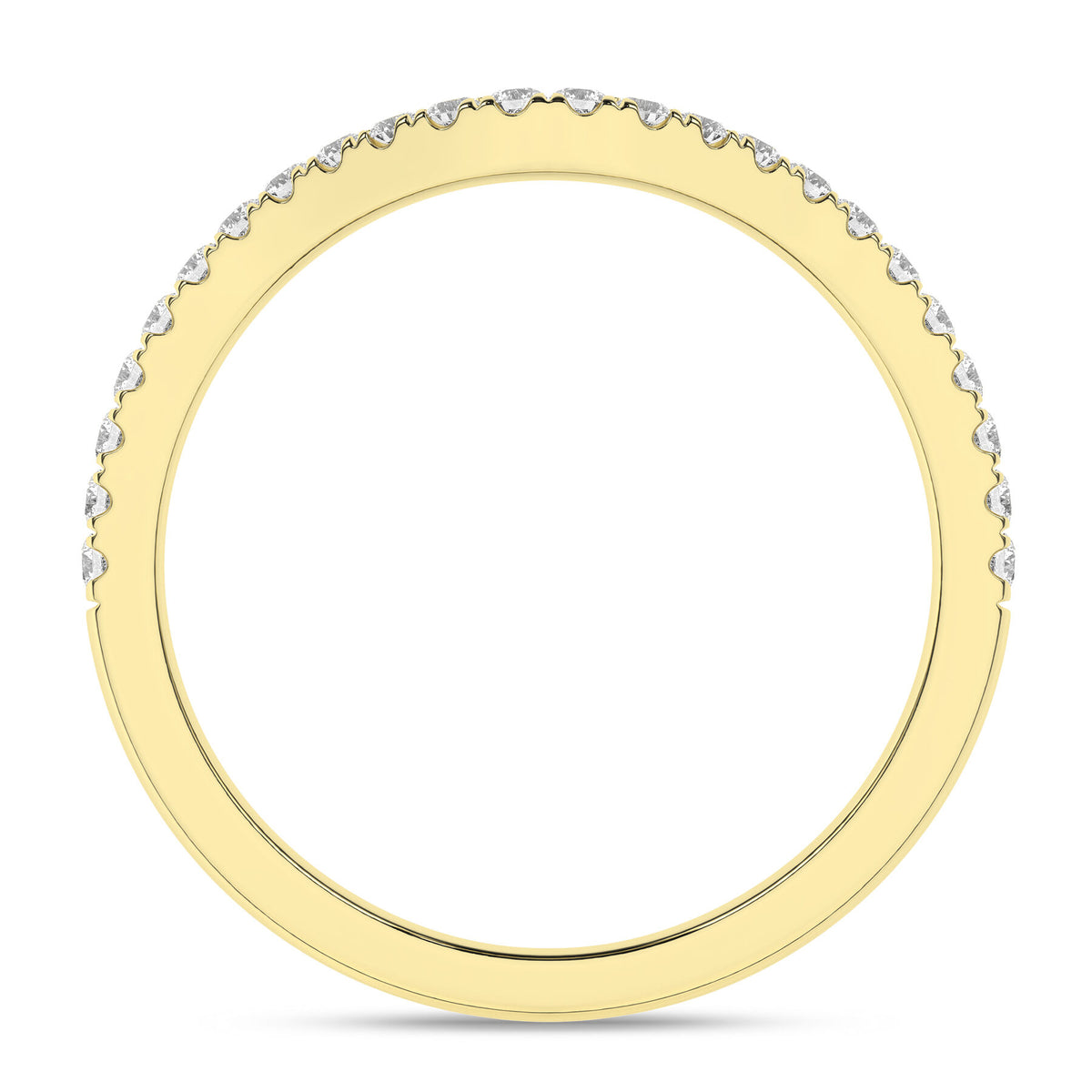 14K Yellow Gold Curved Diamond Wedding Band