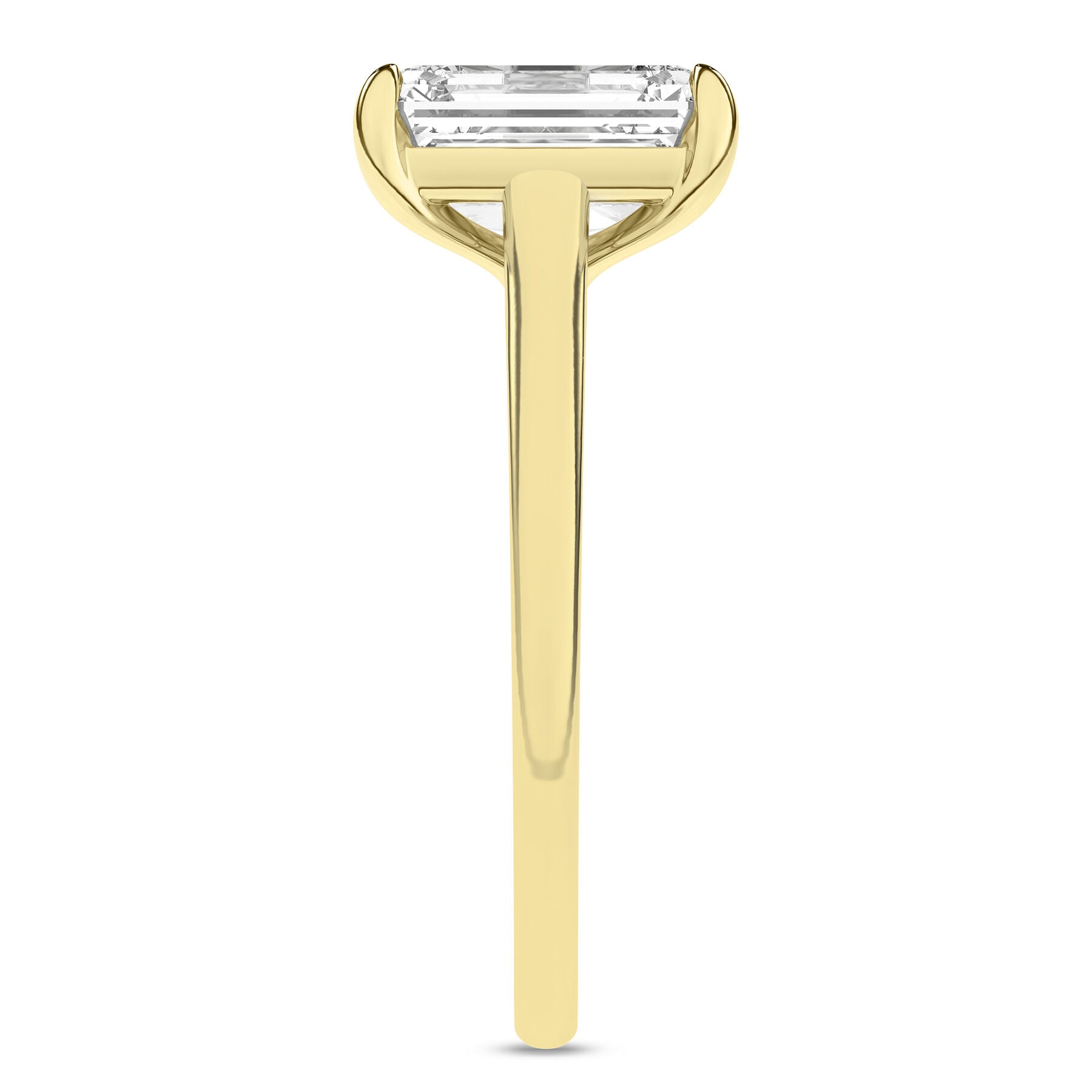 14K Yellow Gold Solitaire Emerald Cut Engagement Ring