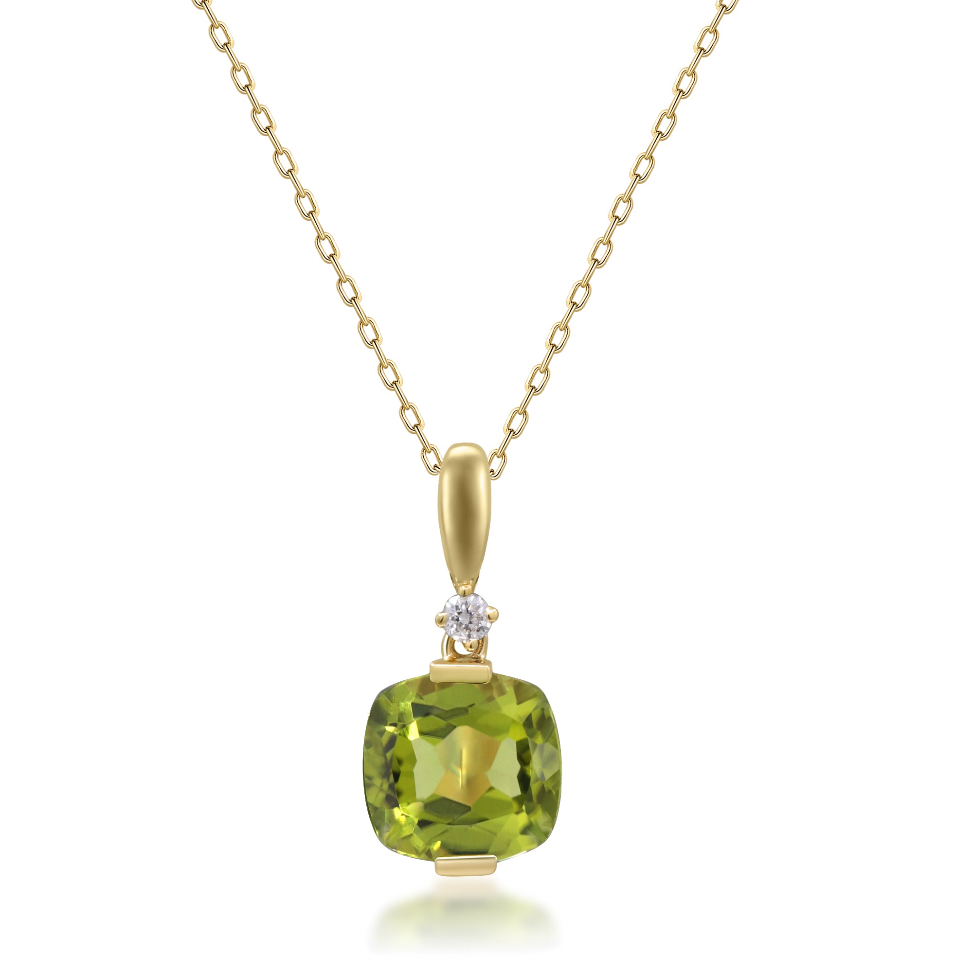 10K Yellow Gold Peridot and Diamond Pendant