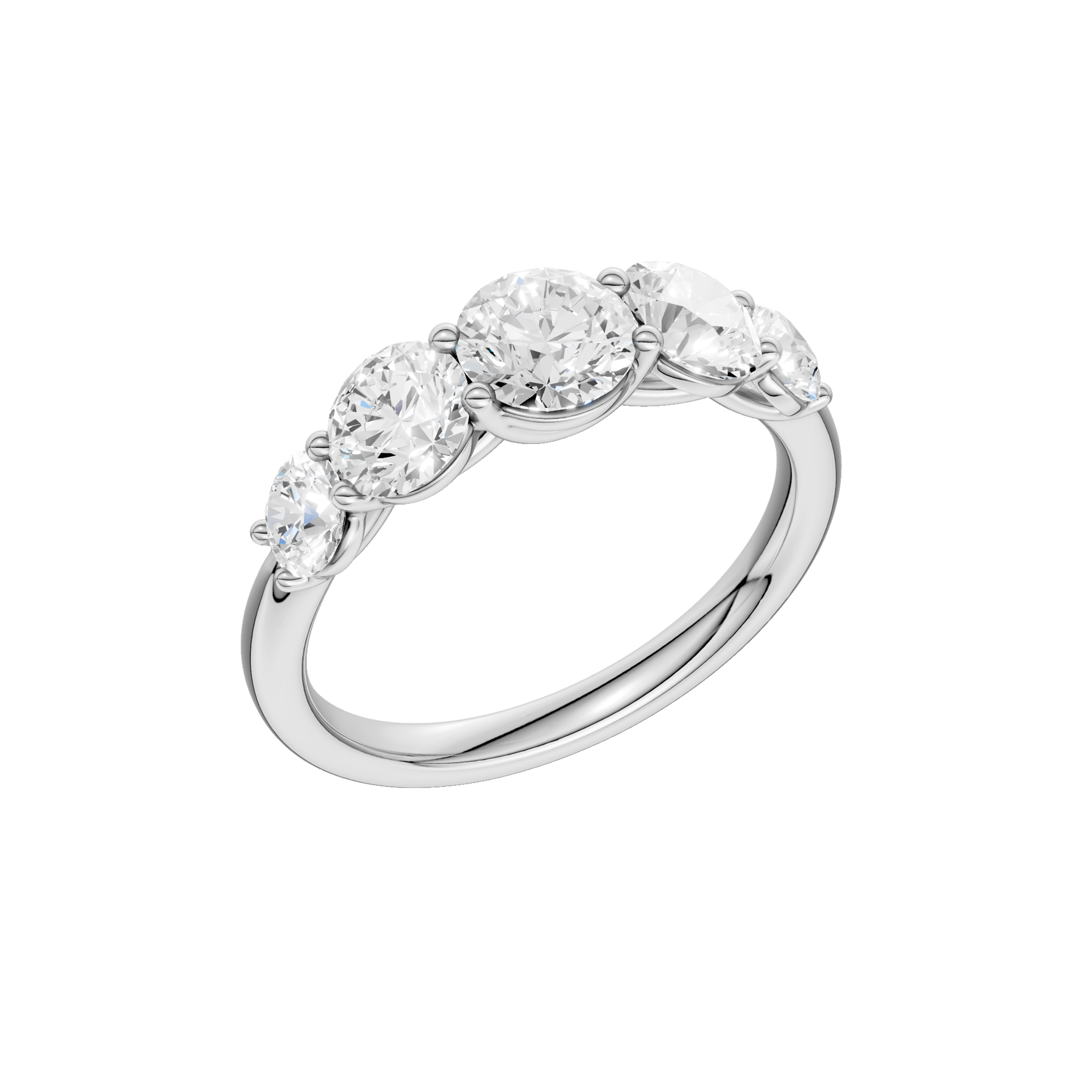 14K White Gold Graduated 5-Stone Band