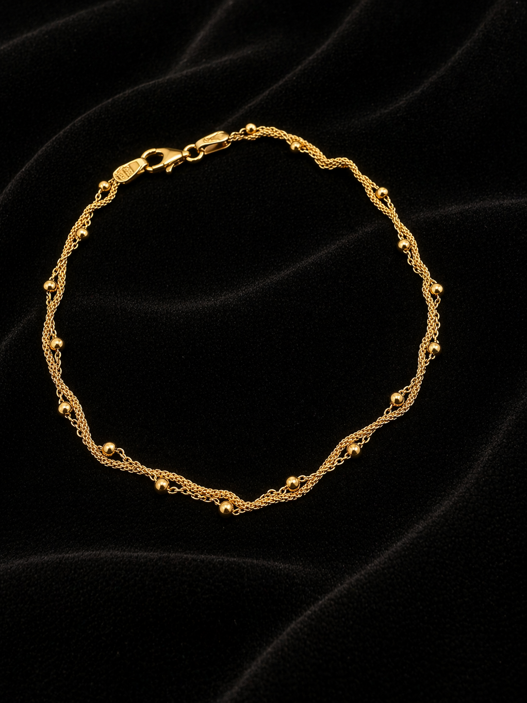 14KYG POL POPCRN BEAD TWSTD TIN CUP BRAC