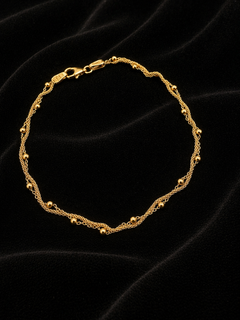 14KYG POL POPCRN BEAD TWSTD TIN CUP BRAC