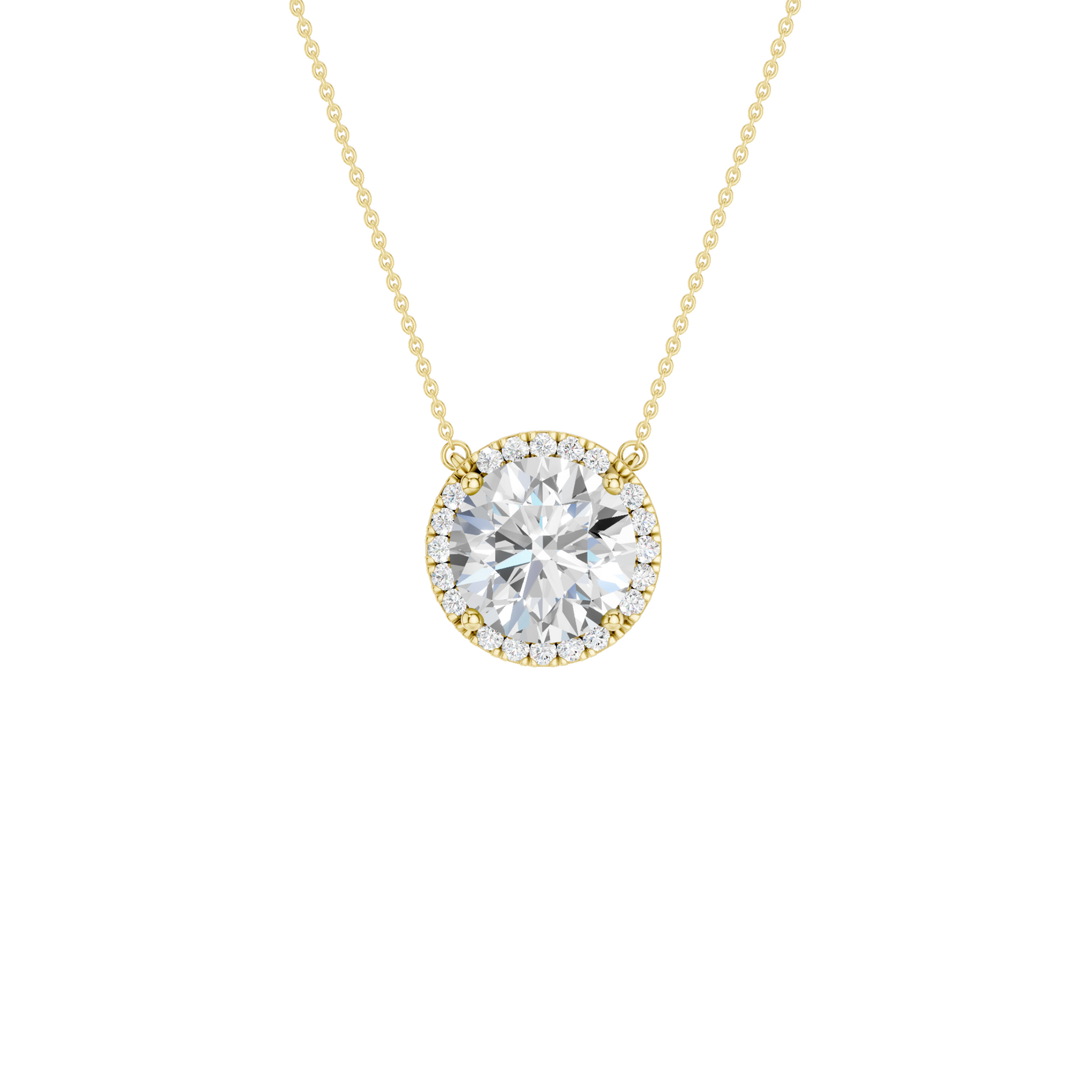 14K Yellow Gold Diamond Pendant With Halo