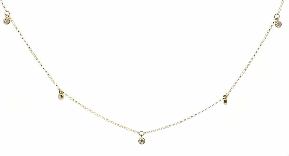 10KYG BEZEL SET DIA NECKLACE D=.23