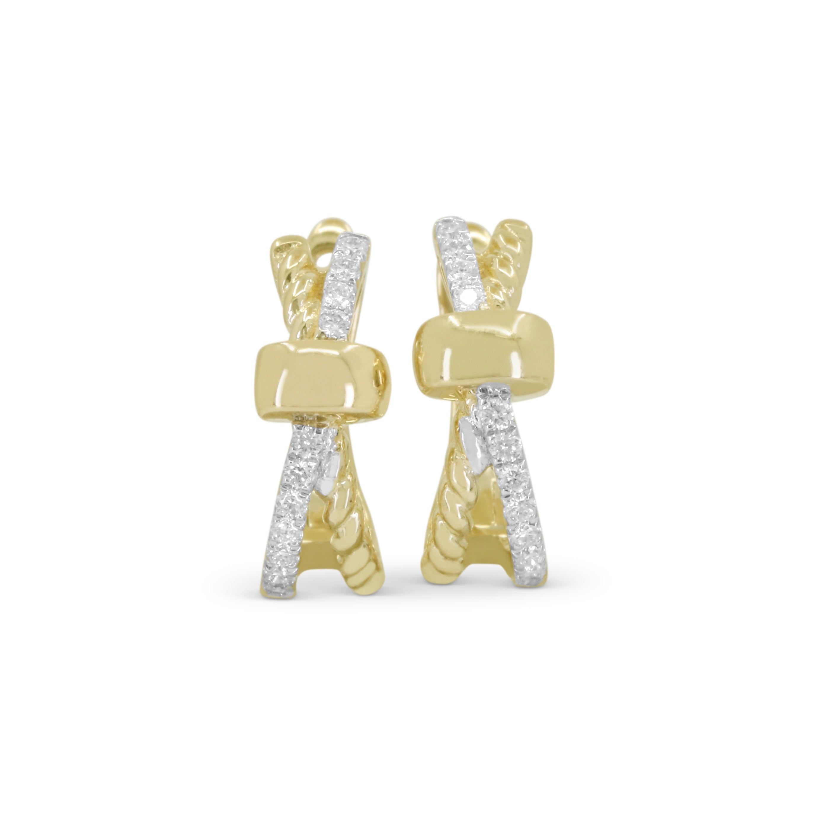 14K G & DIA HUGGY EARRINGS