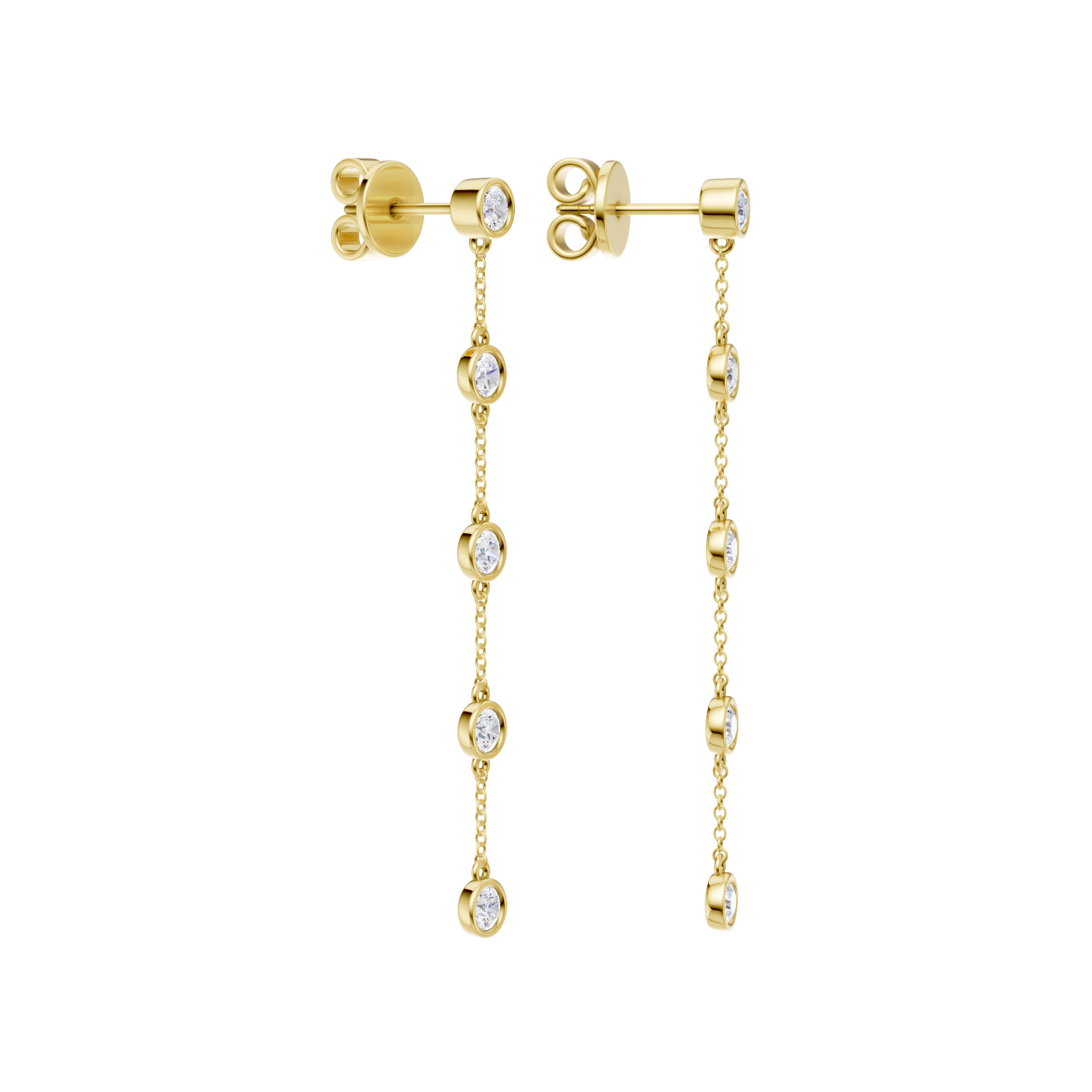 14K Yellow Gold Station Bezel-Set Earrings