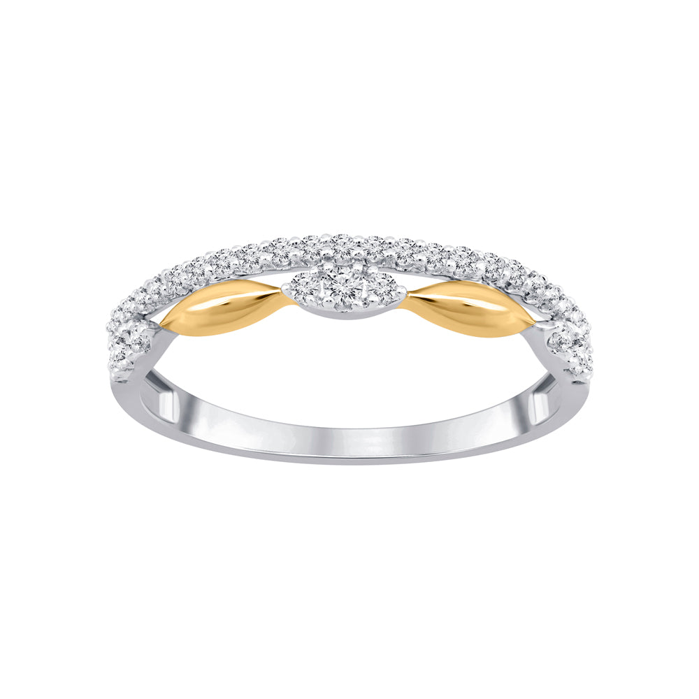 ss W/ GOLD PLATING & LAB DIA RING D=.23CTTW