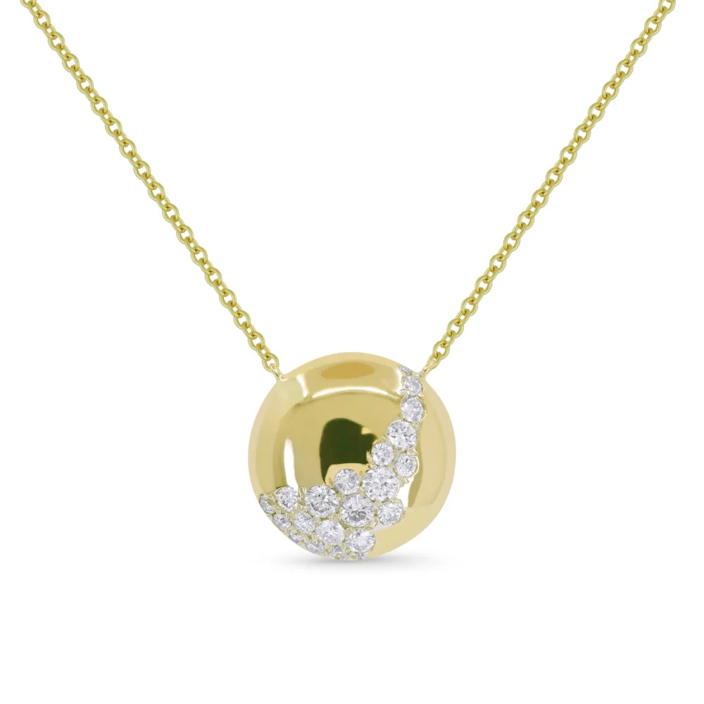 14K YG ROUND MOTIF NECKLACE W/ DIA