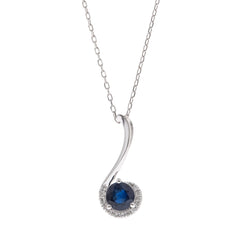 14K White Gold Sapphire and Diamond Pendant