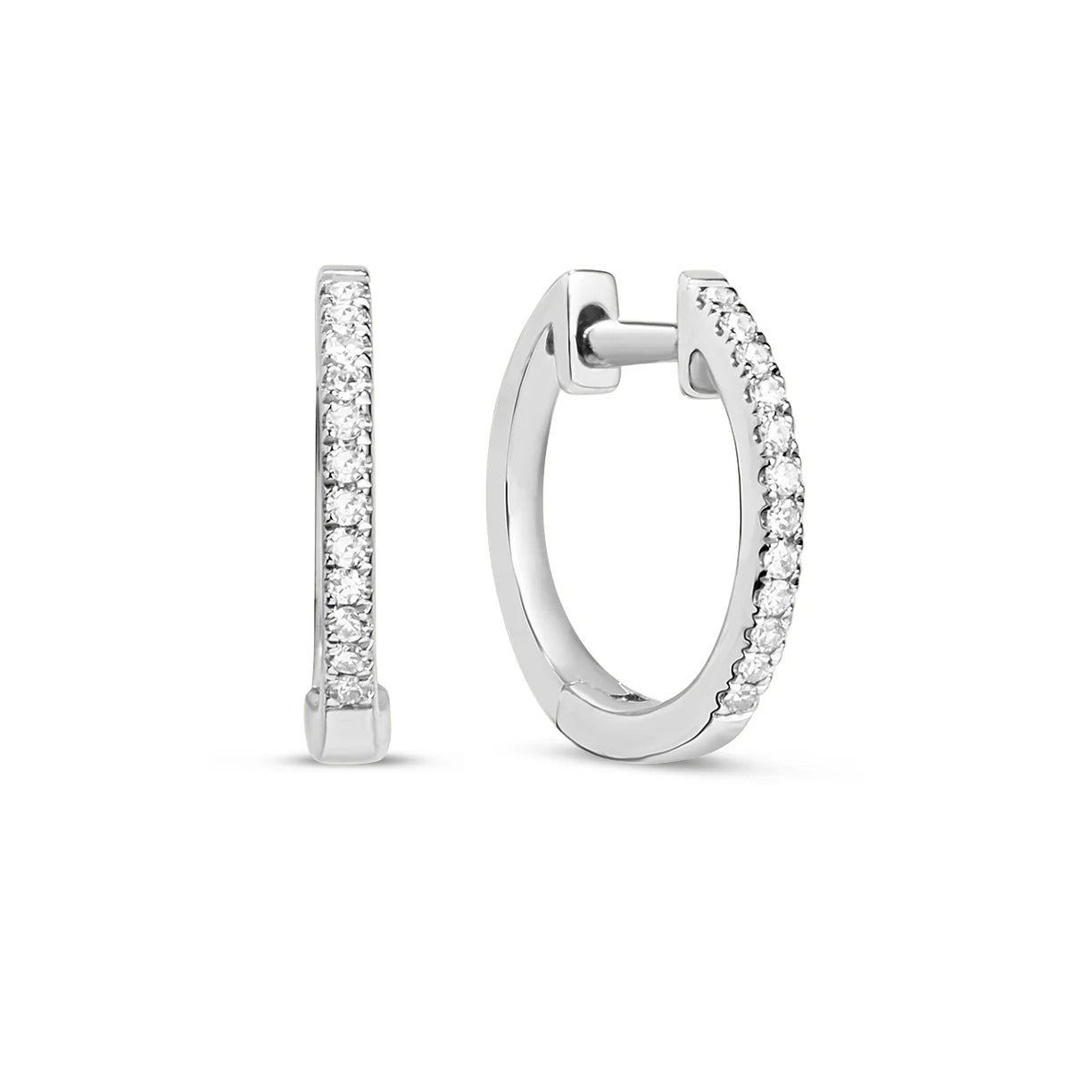 14KW Small Diamond Huggy Earrings  D= .08