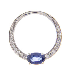 10KWG SAPPH & DIA ROUND PENDANT
