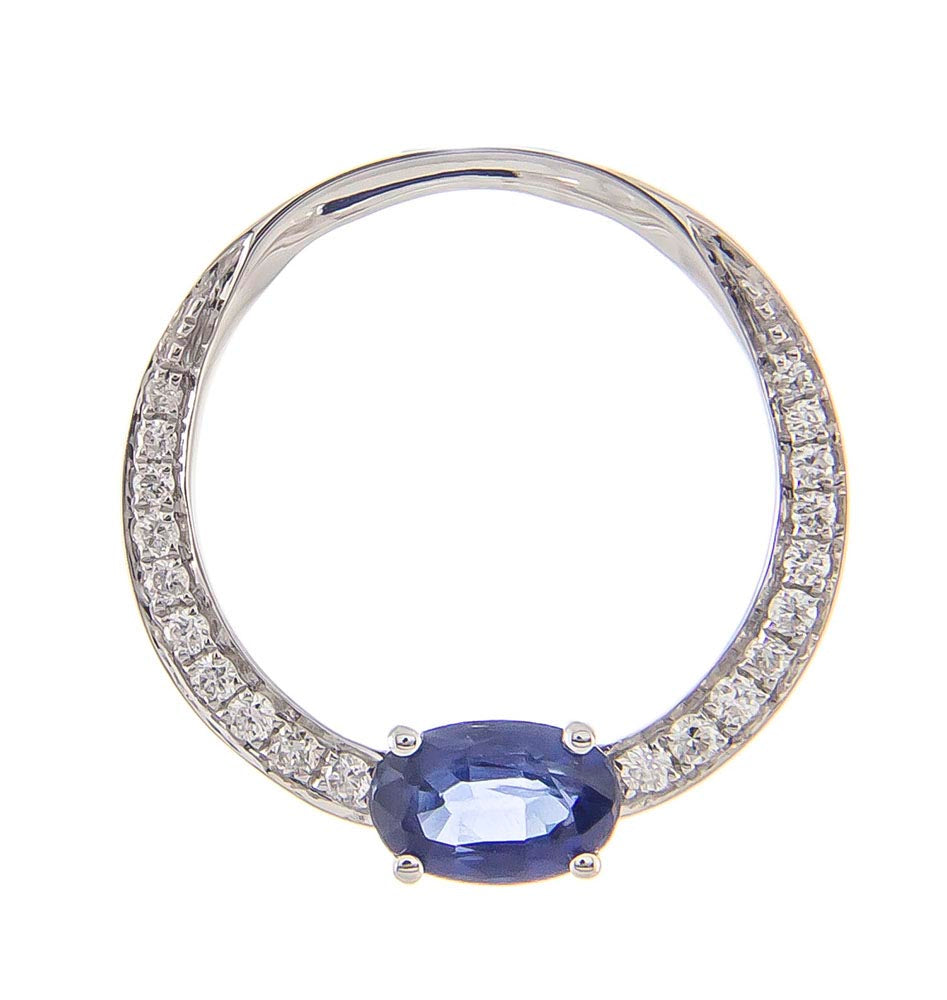 10KWG SAPPH & DIA ROUND PENDANT