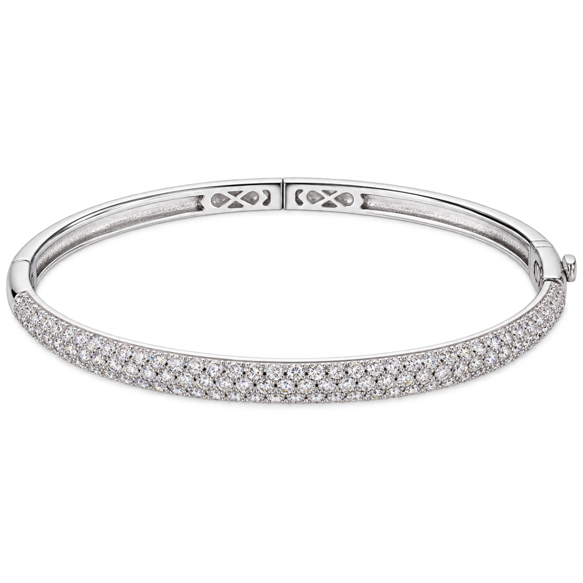 14K White Gold 2.53cttw Pavé Diamond Bangle