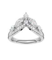 14K White Gold Split Shank Chevron Band