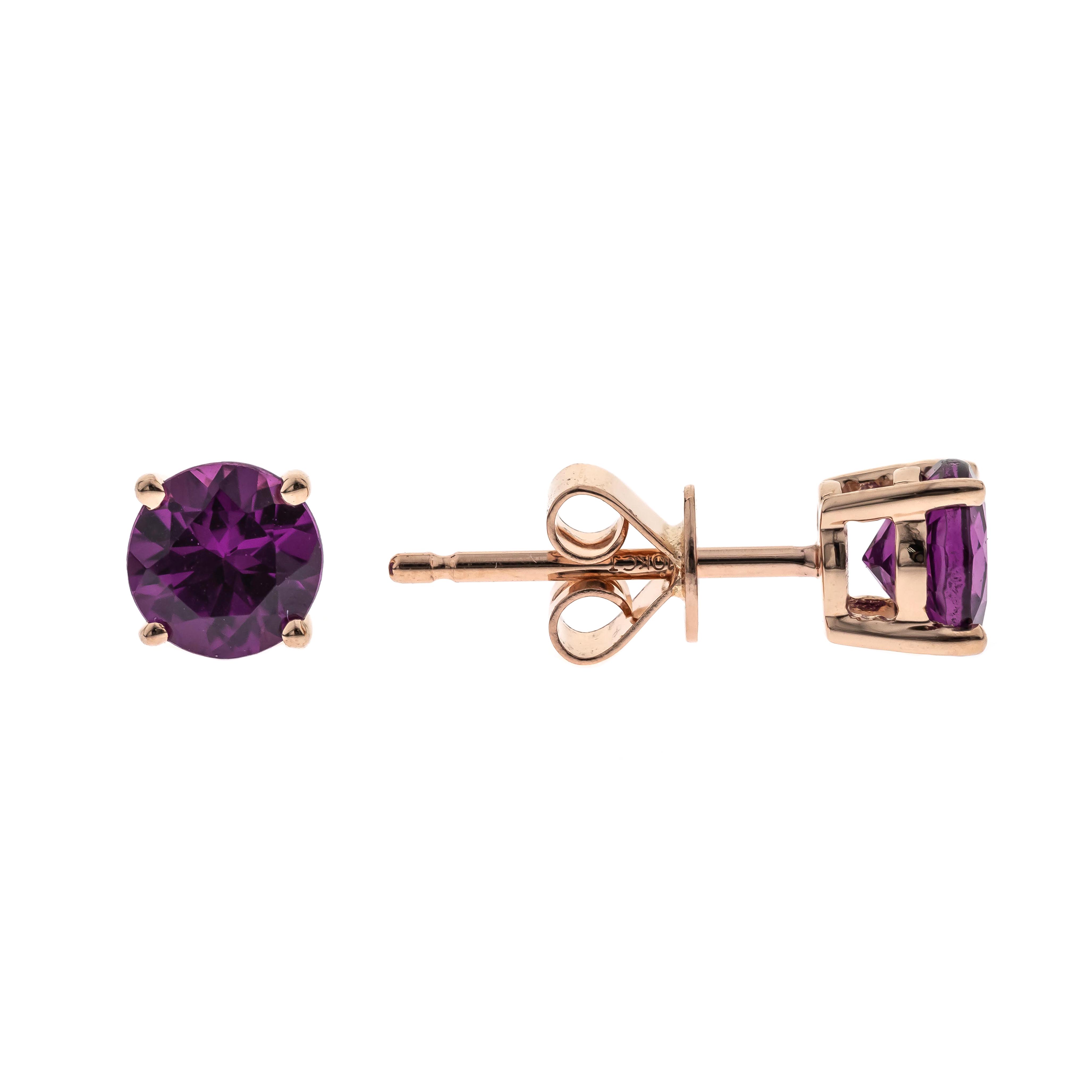 10K Rose Gold Rhodolite Stud Earrings