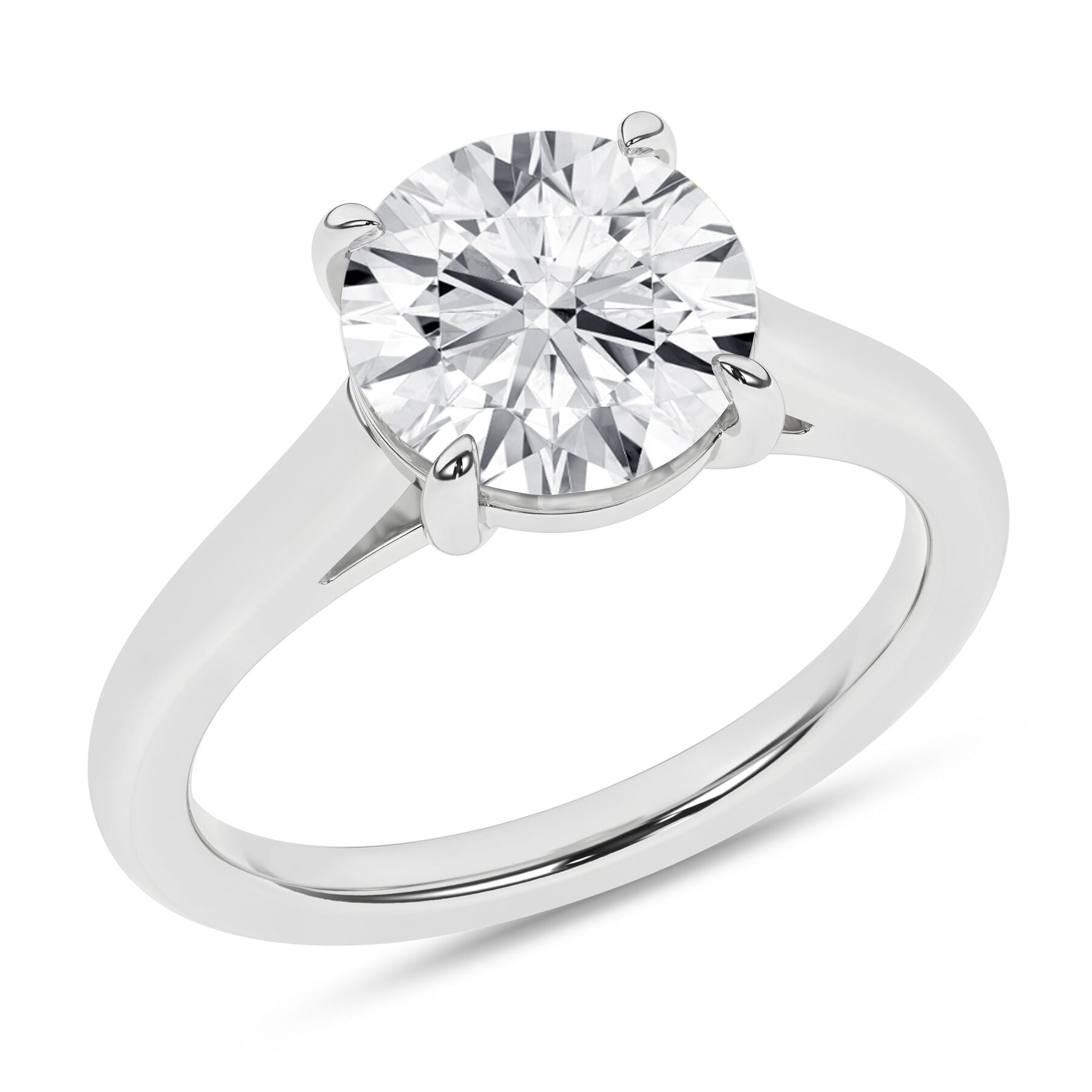 14K White Gold Round Solitaire Engagement Ring