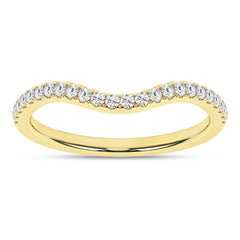14K Yellow Gold Curved Diamond Wedding Band