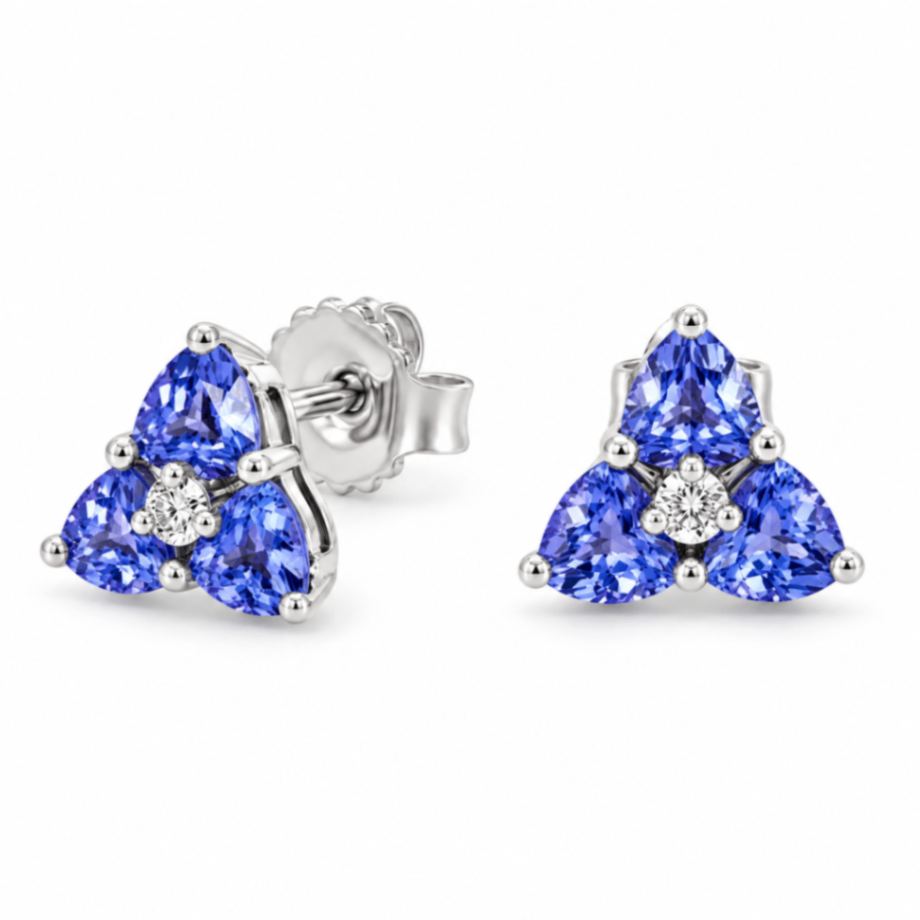 14K White Gold Tanzanite and Diamond Earrings