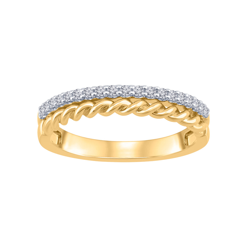 SS W/GOLD PLATING & LAB DIA D=.18CTTW