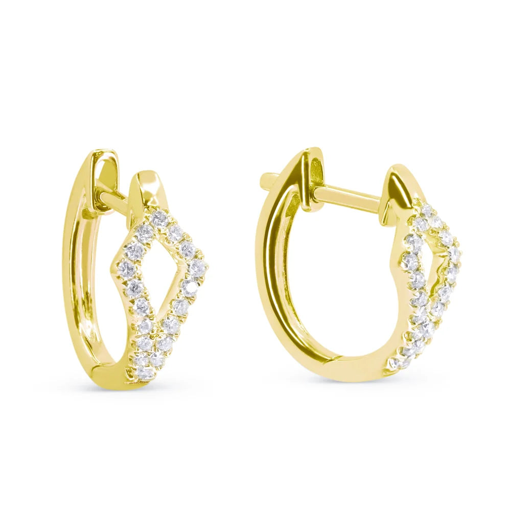 14K YG & DIA HUGGY EARRINGS