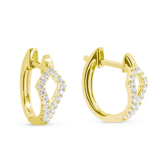 14K YG & DIA HUGGY EARRINGS