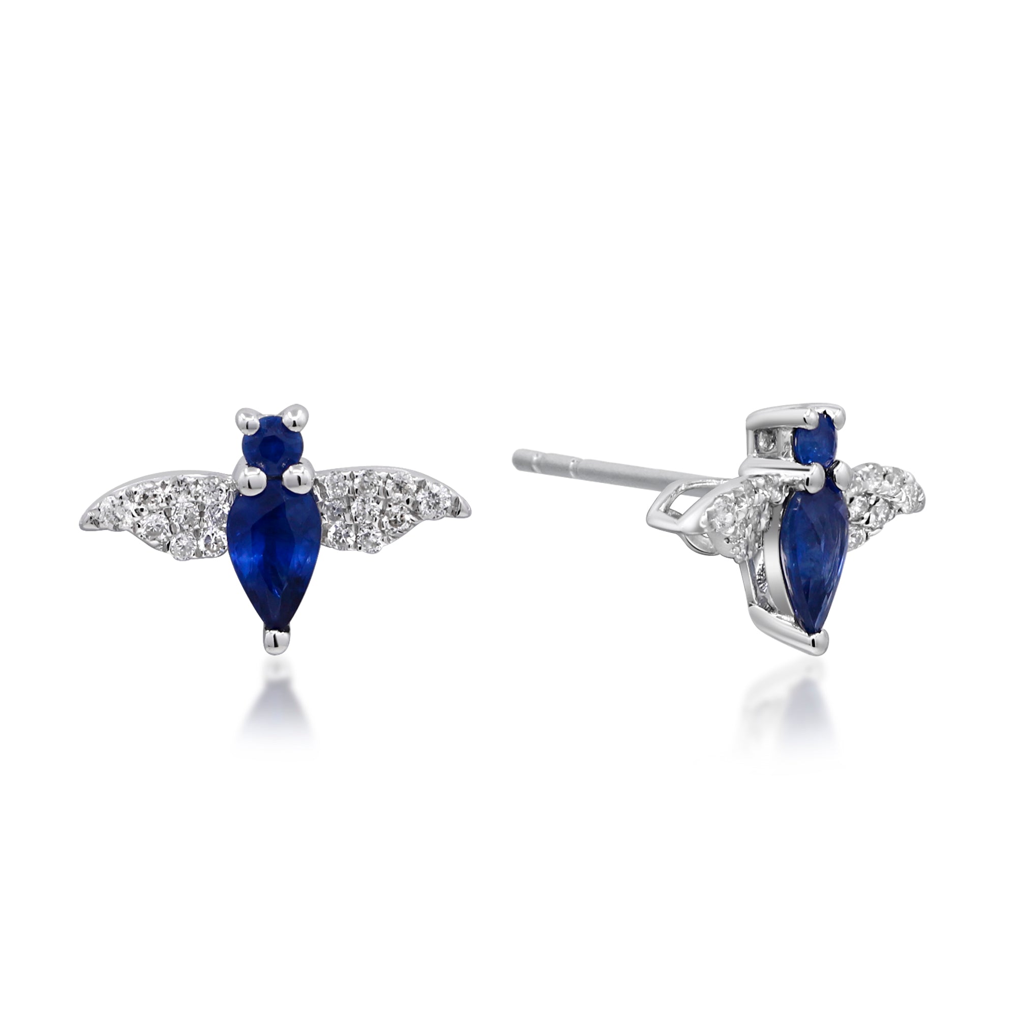 10KWG SAPPH & DIA BEE EARRINGS