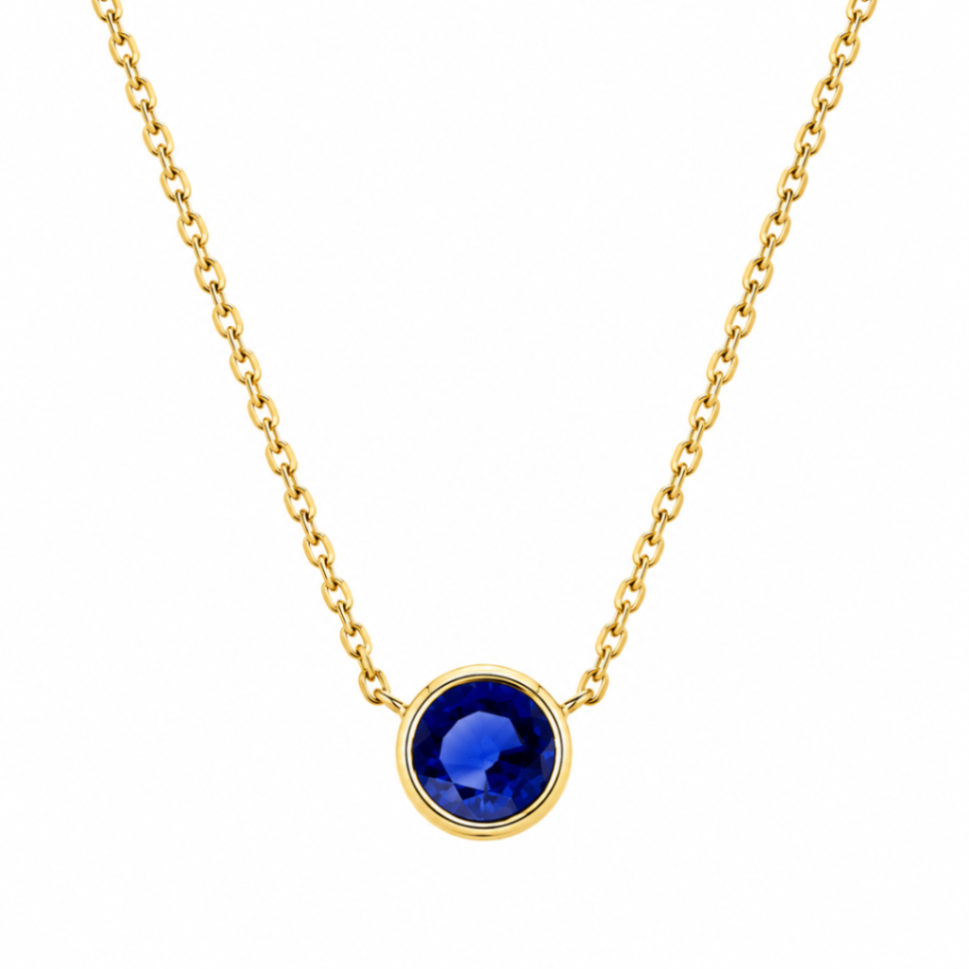 18K Yellow Gold Bezel Set Sapphire Pendant