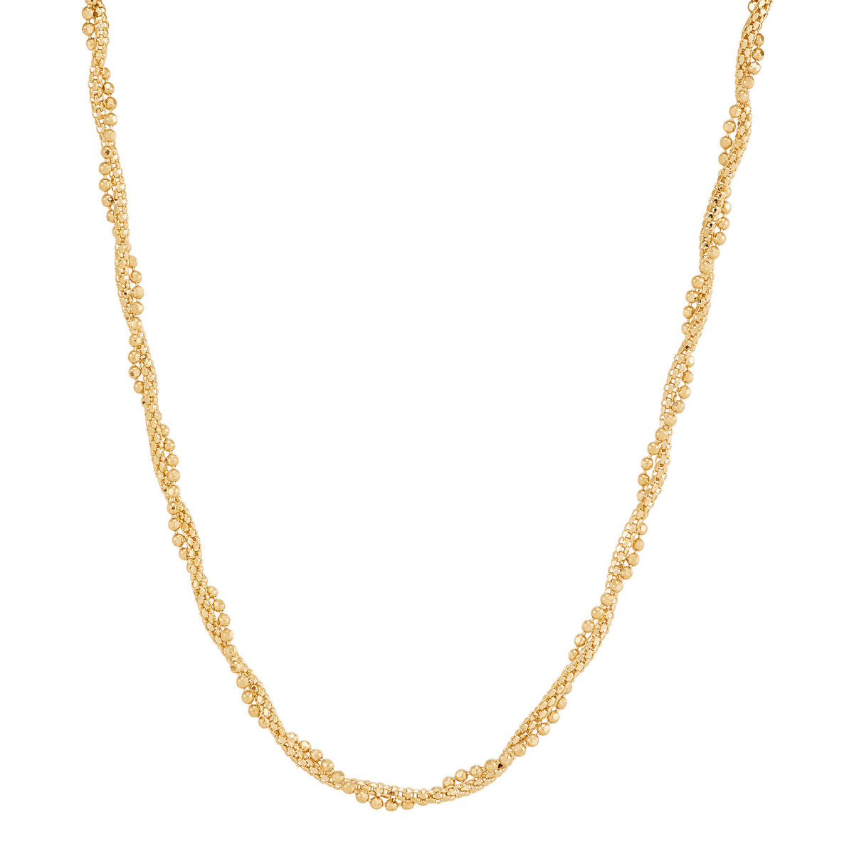 14K Yellow Gold Twist Bead Popcorn Chain