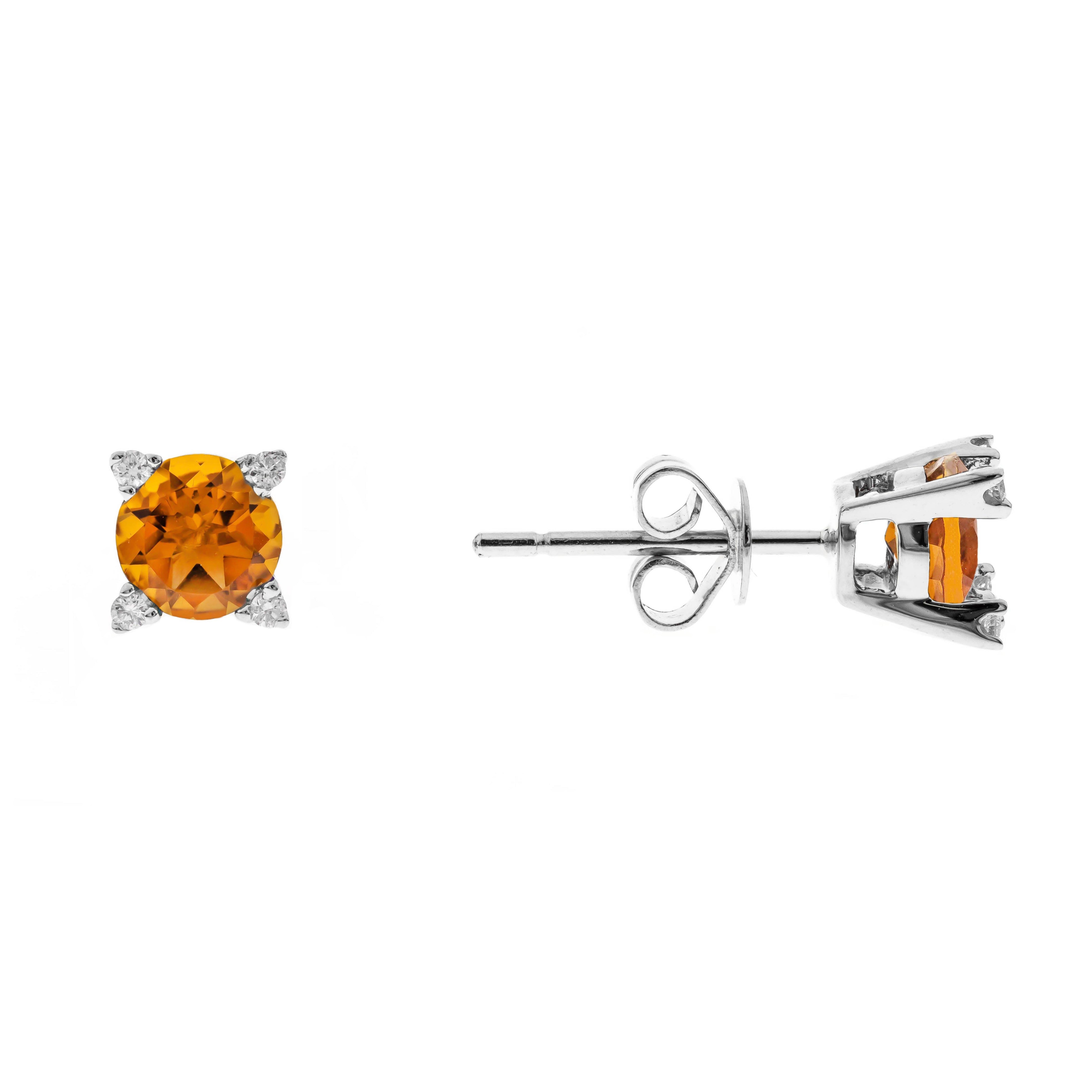 10K White Gold Citrine Stud Earrings