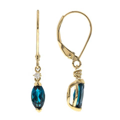 10KYG MARQ SHAPED LONDON BLUE TOPAZ DANGLES